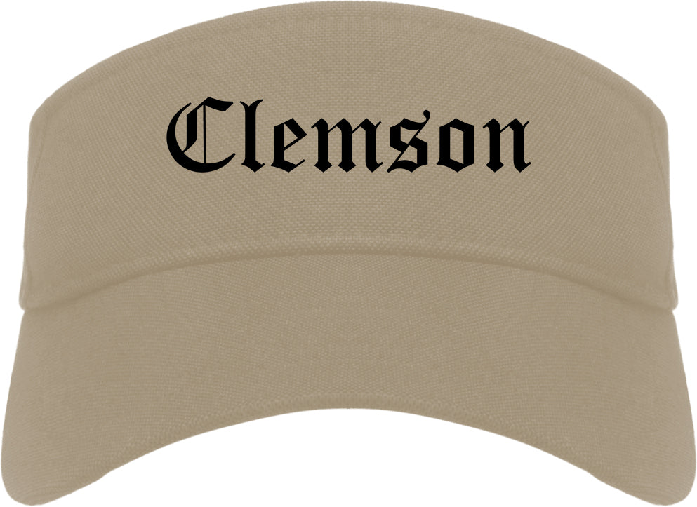 Clemson South Carolina SC Old English Mens Visor Cap Hat Khaki