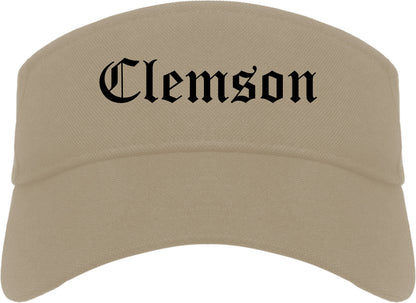 Clemson South Carolina SC Old English Mens Visor Cap Hat Khaki