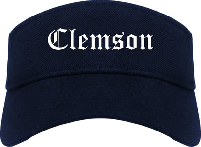 Clemson South Carolina SC Old English Mens Visor Cap Hat Navy Blue