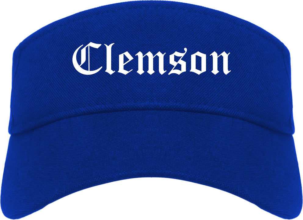 Clemson South Carolina SC Old English Mens Visor Cap Hat Royal Blue