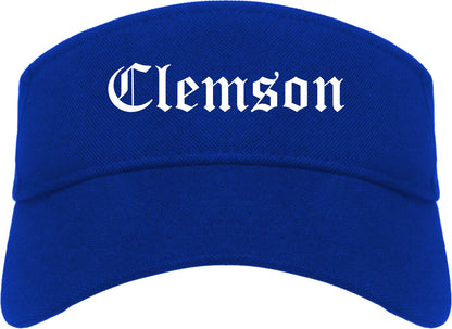Clemson South Carolina SC Old English Mens Visor Cap Hat Royal Blue