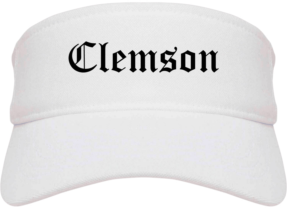 Clemson South Carolina SC Old English Mens Visor Cap Hat White