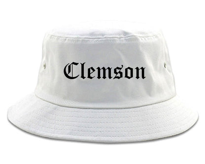Clemson South Carolina SC Old English Mens Bucket Hat White