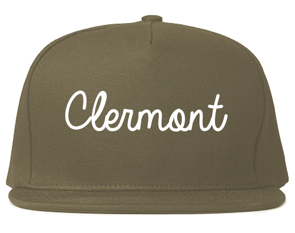 Clermont Florida FL Script Mens Snapback Hat Grey