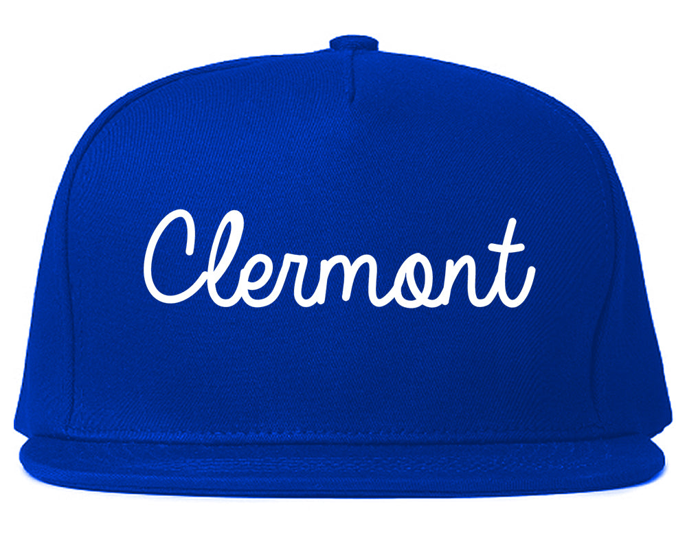 Clermont Florida FL Script Mens Snapback Hat Royal Blue