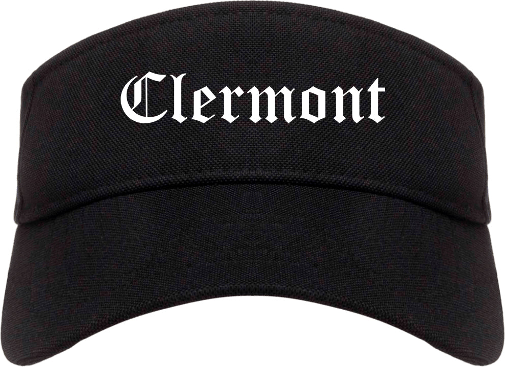 Clermont Florida FL Old English Mens Visor Cap Hat Black