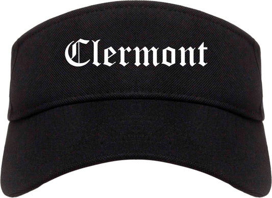 Clermont Florida FL Old English Mens Visor Cap Hat Black