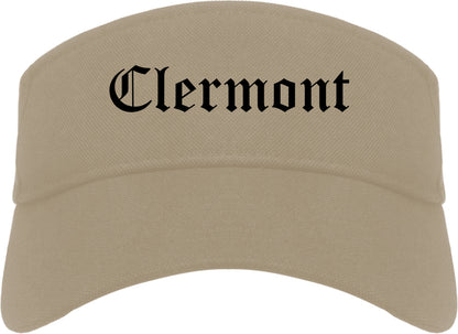 Clermont Florida FL Old English Mens Visor Cap Hat Khaki