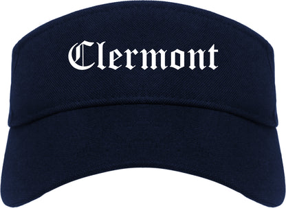 Clermont Florida FL Old English Mens Visor Cap Hat Navy Blue