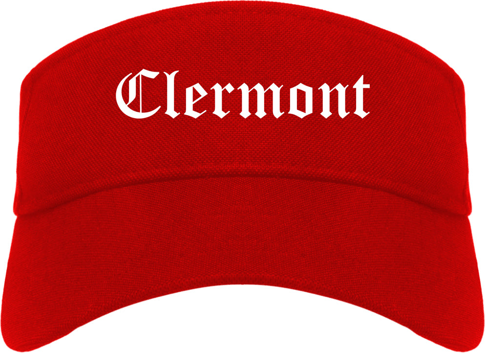 Clermont Florida FL Old English Mens Visor Cap Hat Red