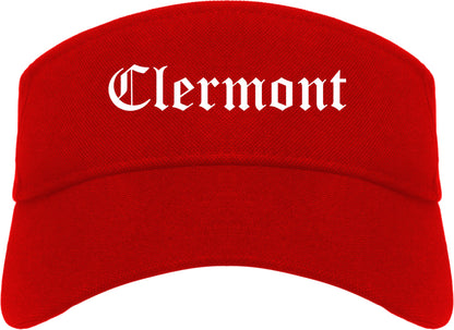 Clermont Florida FL Old English Mens Visor Cap Hat Red