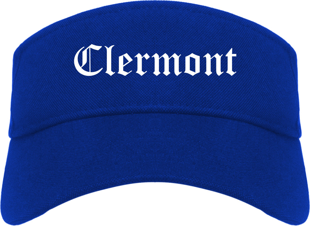 Clermont Florida FL Old English Mens Visor Cap Hat Royal Blue