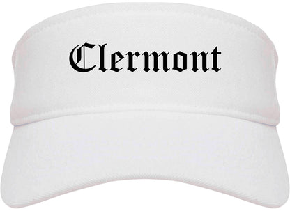 Clermont Florida FL Old English Mens Visor Cap Hat White