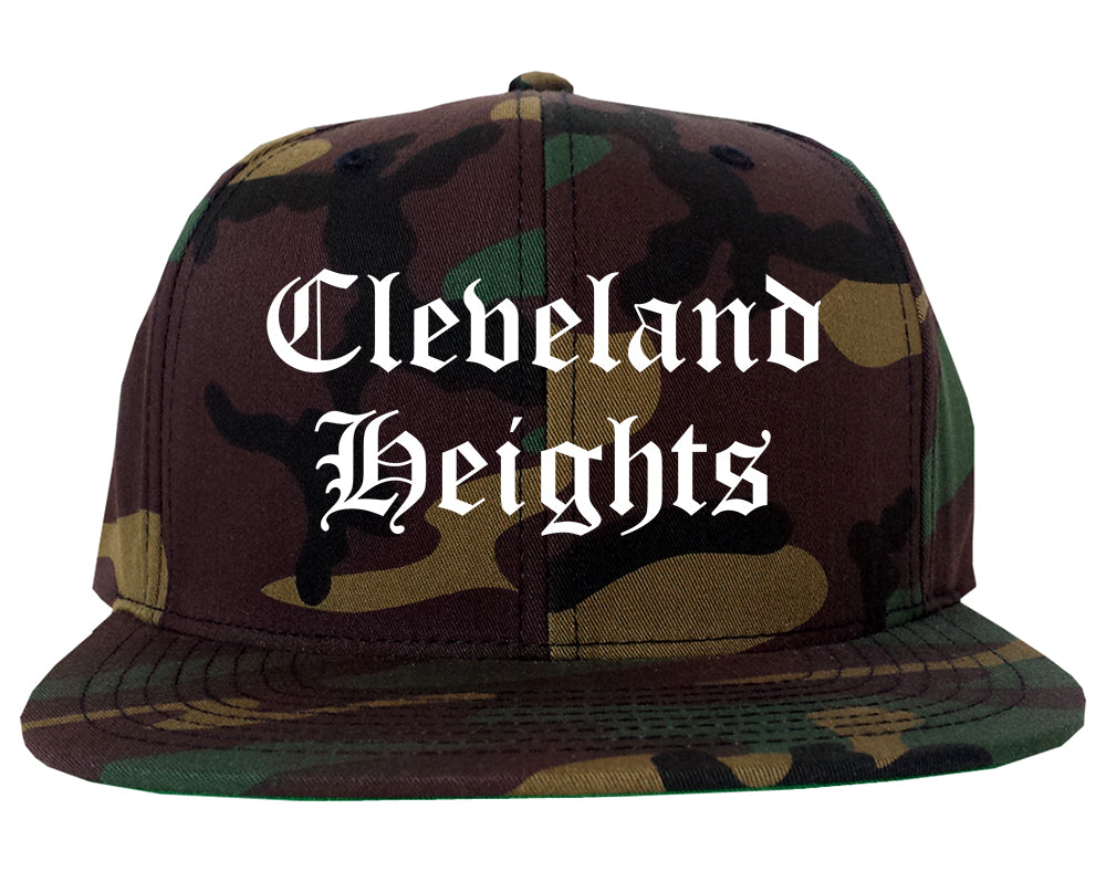 Cleveland Heights Ohio OH Old English Mens Snapback Hat Army Camo