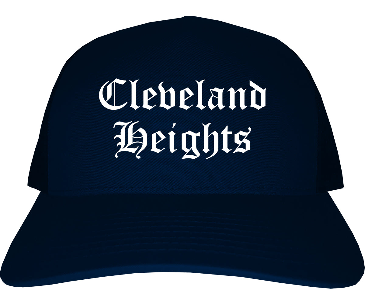 Cleveland Heights Ohio OH Old English Mens Trucker Hat Cap Navy Blue
