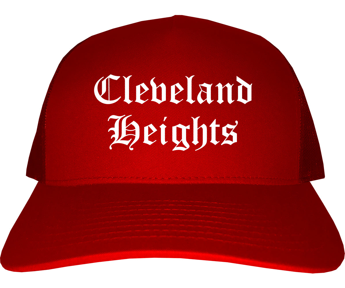 Cleveland Heights Ohio OH Old English Mens Trucker Hat Cap Red