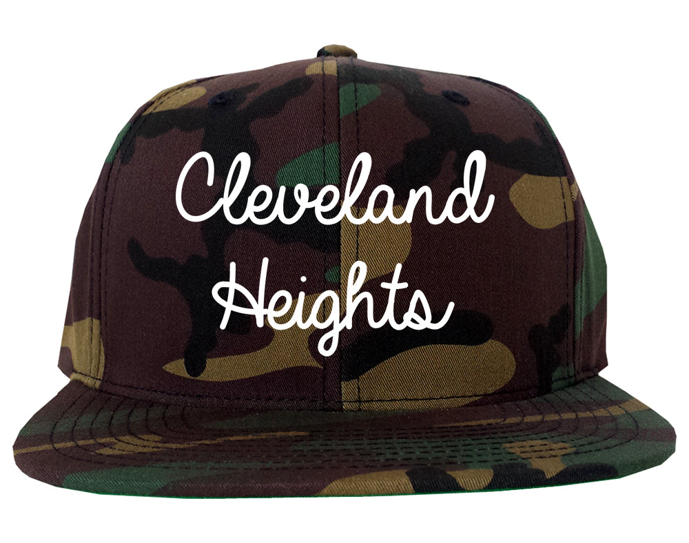 Cleveland Heights Ohio OH Script Mens Snapback Hat Army Camo