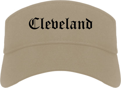 Cleveland Mississippi MS Old English Mens Visor Cap Hat Khaki