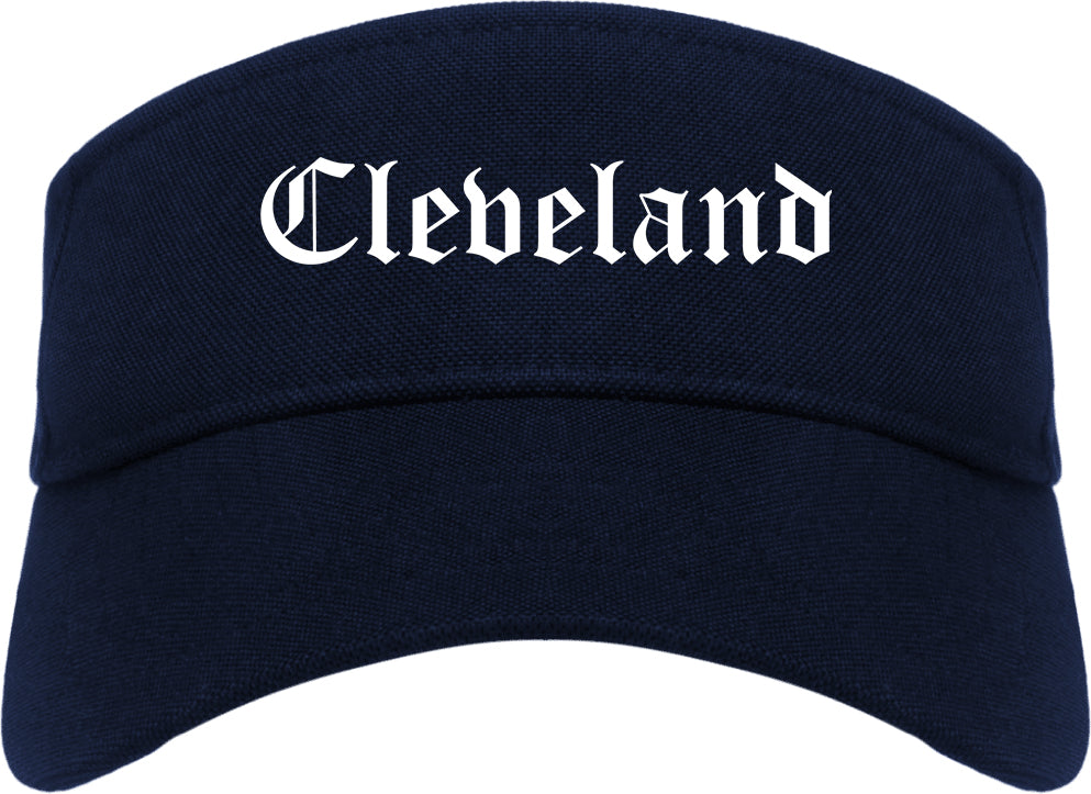 Cleveland Mississippi MS Old English Mens Visor Cap Hat Navy Blue