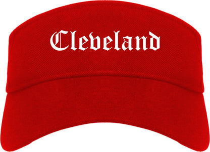 Cleveland Mississippi MS Old English Mens Visor Cap Hat Red