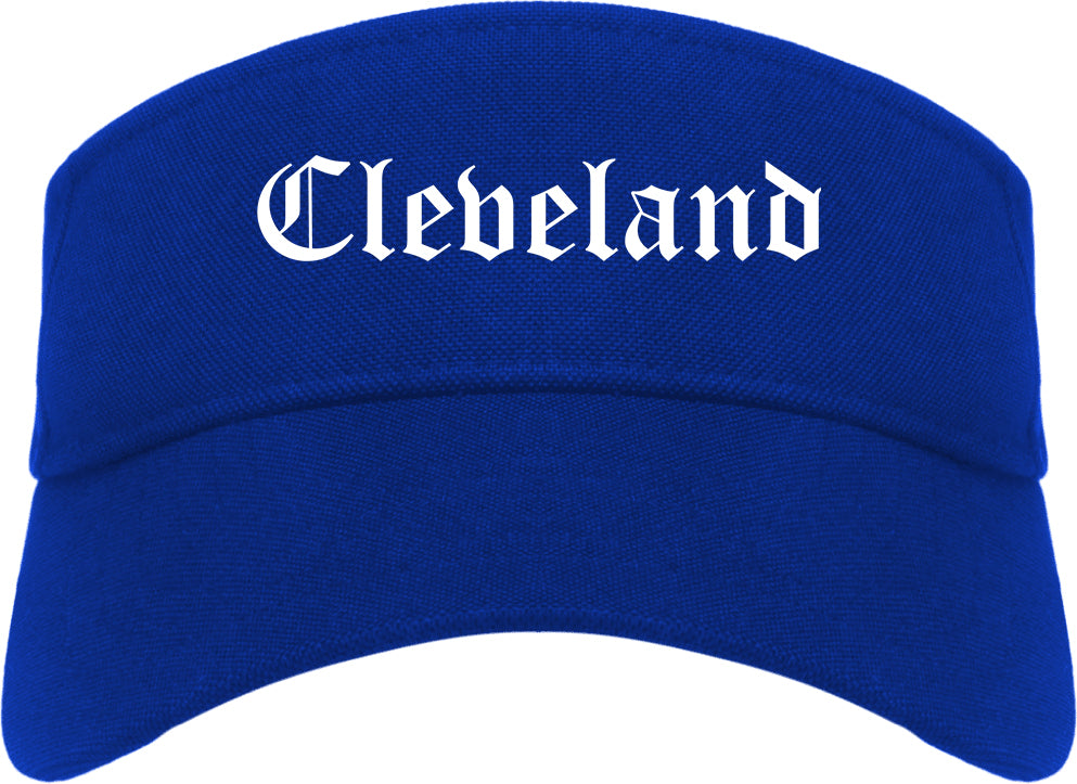 Cleveland Mississippi MS Old English Mens Visor Cap Hat Royal Blue