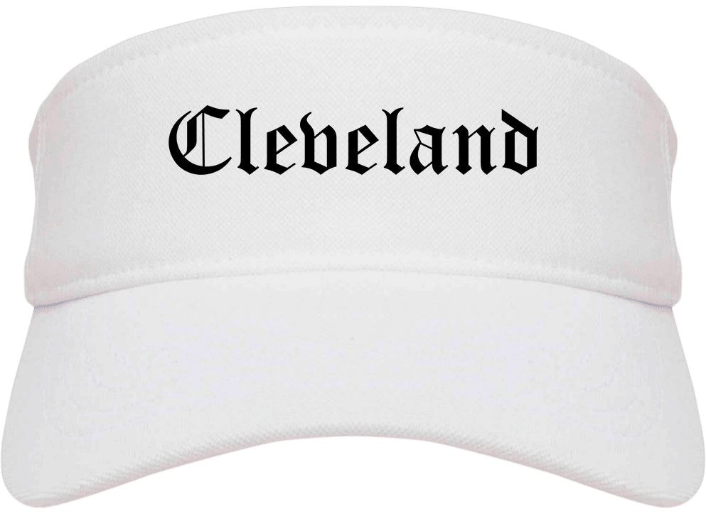 Cleveland Mississippi MS Old English Mens Visor Cap Hat White