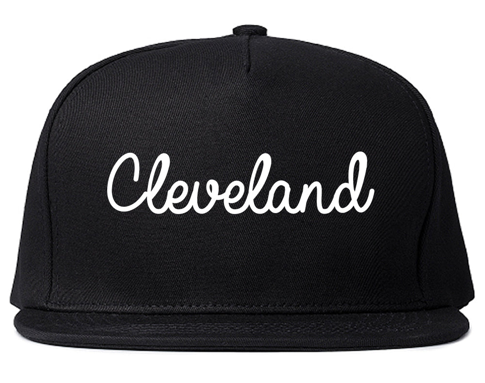 Cleveland Ohio OH Script Mens Snapback Hat Black