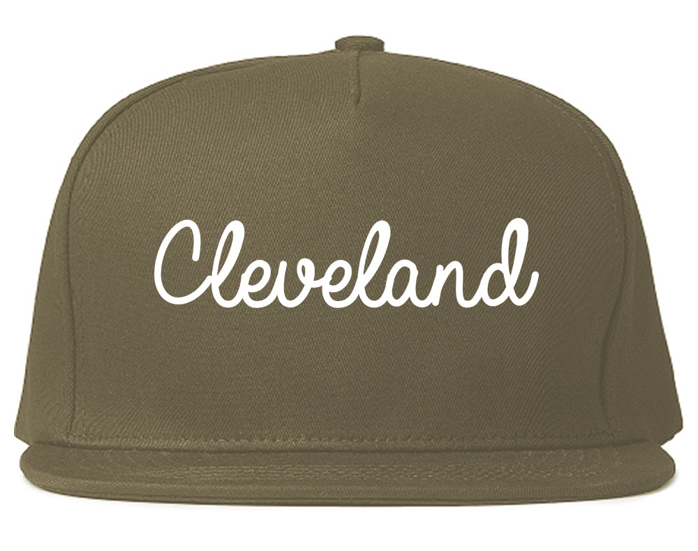 Cleveland Ohio OH Script Mens Snapback Hat Grey