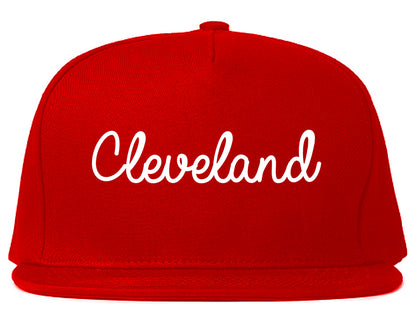 Cleveland Ohio OH Script Mens Snapback Hat Red