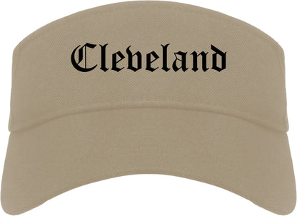 Cleveland Ohio OH Old English Mens Visor Cap Hat Khaki