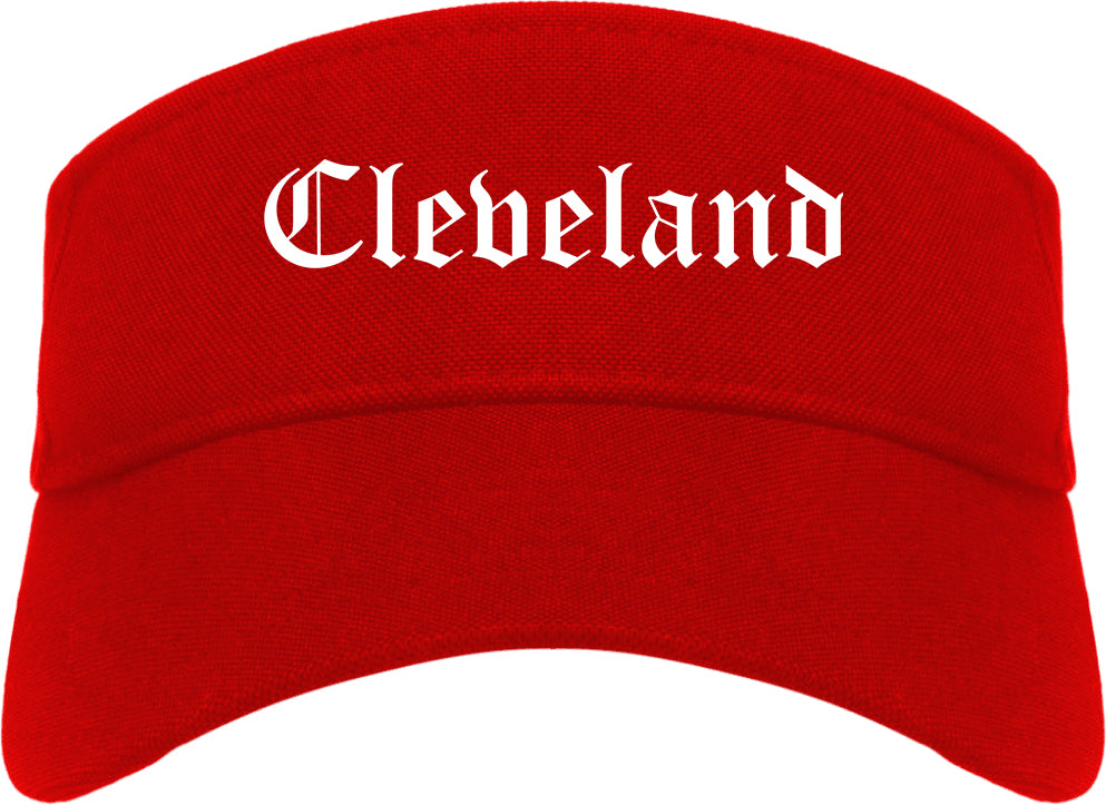 Cleveland Ohio OH Old English Mens Visor Cap Hat Red