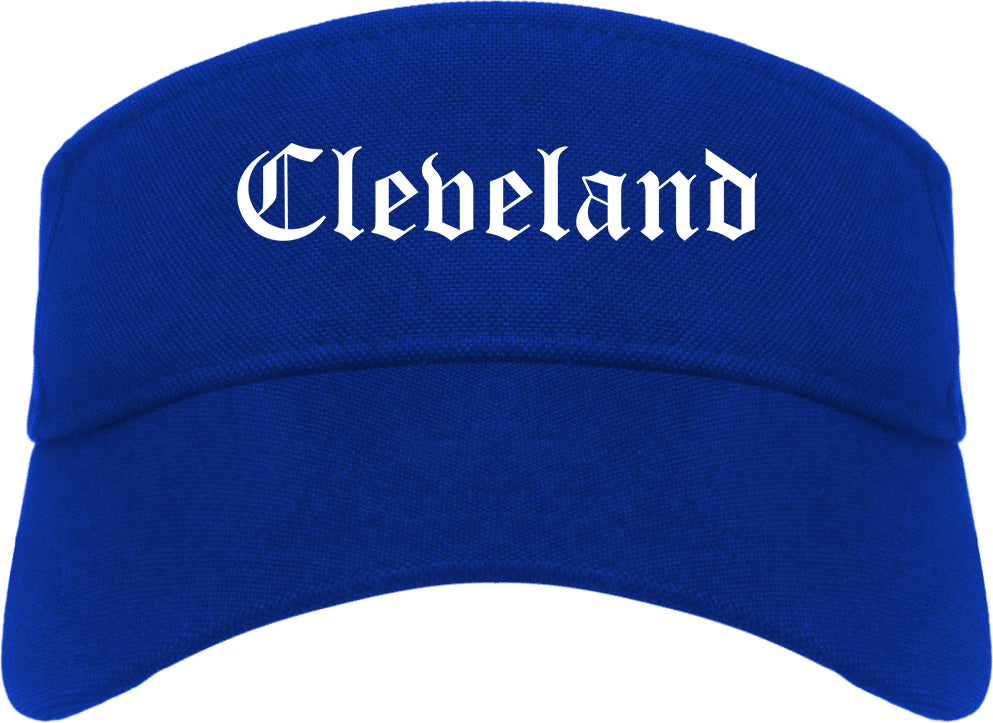 Cleveland Ohio OH Old English Mens Visor Cap Hat Royal Blue