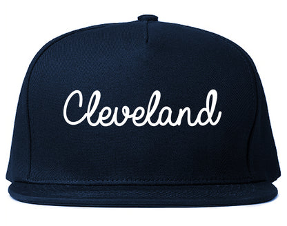 Cleveland Tennessee TN Script Mens Snapback Hat Navy Blue