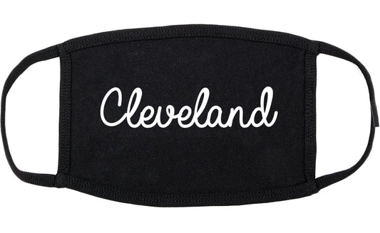 Cleveland Texas TX Script Cotton Face Mask Black