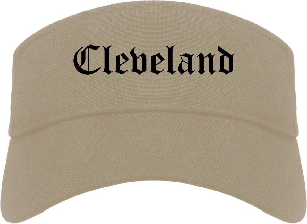 Cleveland Texas TX Old English Mens Visor Cap Hat Khaki