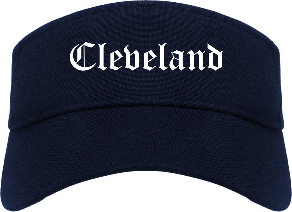 Cleveland Texas TX Old English Mens Visor Cap Hat Navy Blue