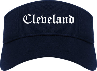 Cleveland Texas TX Old English Mens Visor Cap Hat Navy Blue