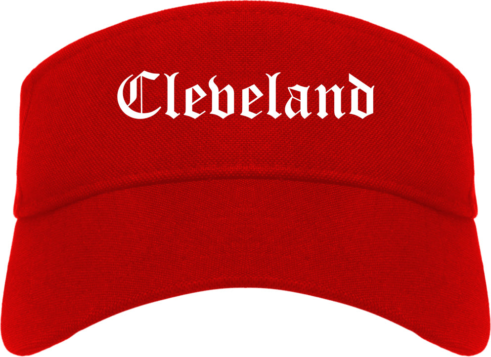 Cleveland Texas TX Old English Mens Visor Cap Hat Red