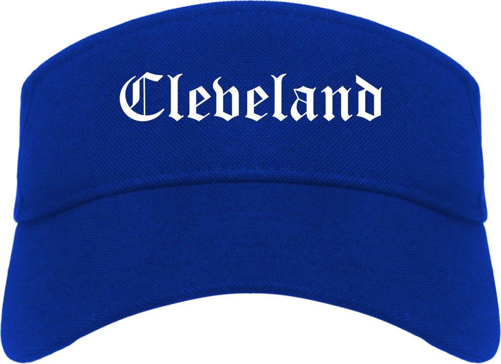 Cleveland Texas TX Old English Mens Visor Cap Hat Royal Blue