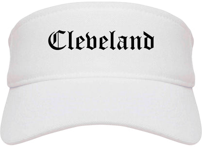 Cleveland Texas TX Old English Mens Visor Cap Hat White