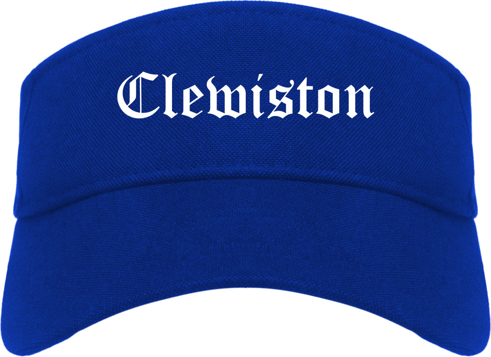Clewiston Florida FL Old English Mens Visor Cap Hat Royal Blue