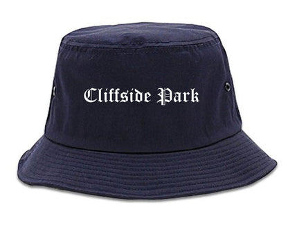 Cliffside Park New Jersey NJ Old English Mens Bucket Hat Navy Blue
