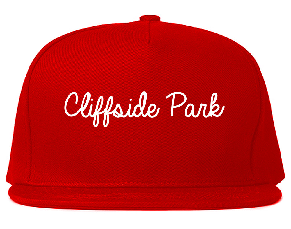 Cliffside Park New Jersey NJ Script Mens Snapback Hat Red