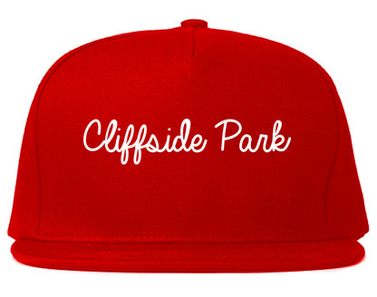 Cliffside Park New Jersey NJ Script Mens Snapback Hat Red