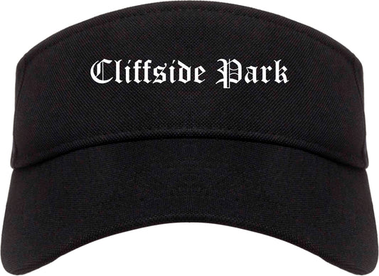 Cliffside Park New Jersey NJ Old English Mens Visor Cap Hat Black