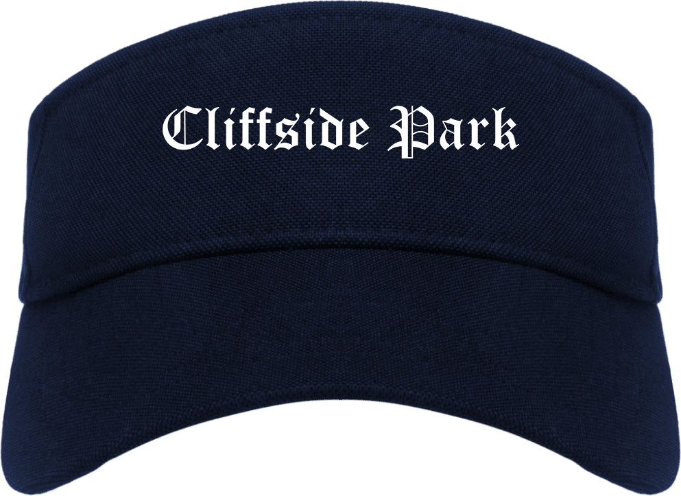 Cliffside Park New Jersey NJ Old English Mens Visor Cap Hat Navy Blue
