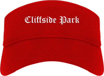 Cliffside Park New Jersey NJ Old English Mens Visor Cap Hat Red