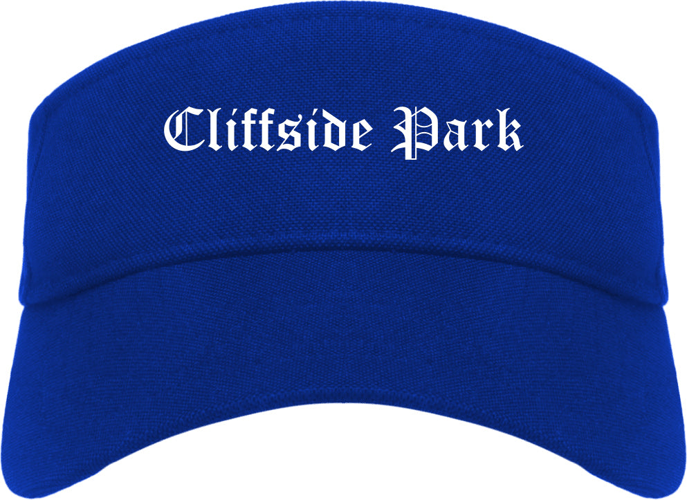 Cliffside Park New Jersey NJ Old English Mens Visor Cap Hat Royal Blue