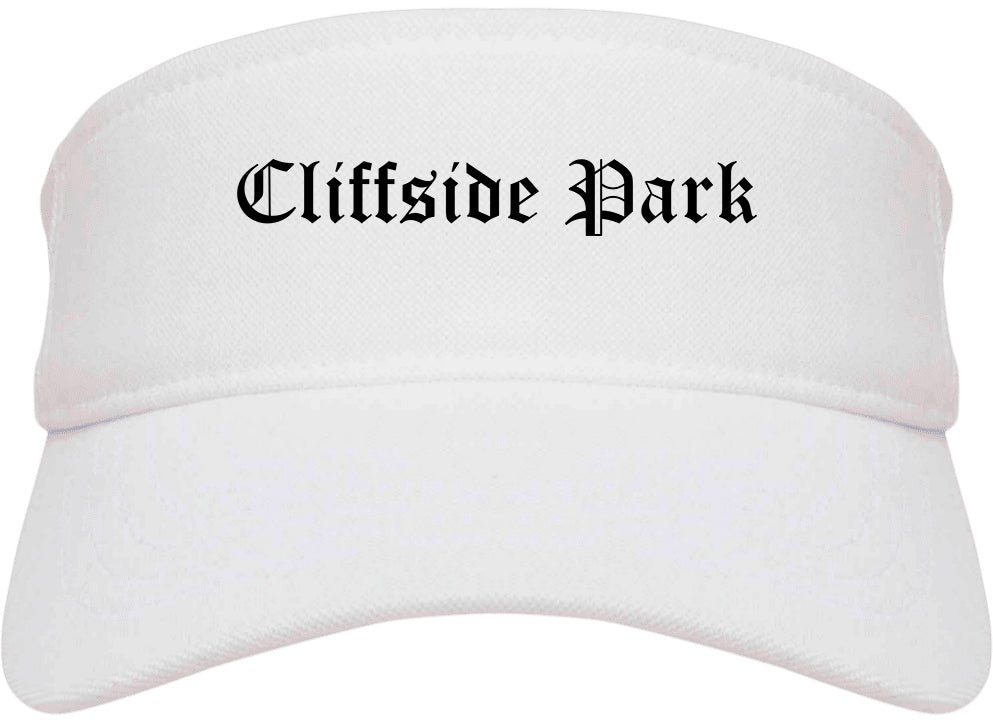 Cliffside Park New Jersey NJ Old English Mens Visor Cap Hat White