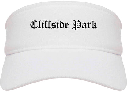 Cliffside Park New Jersey NJ Old English Mens Visor Cap Hat White